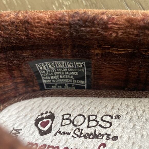 BOBS Slip On Flat Memory Foam Brown Vegan Leather Textile Shoes Women’s Size 9.5 - Picture 7 of 12